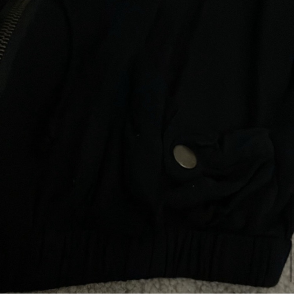 Vintage Y2K Grunge Bomber Black Zip-Up Jacket, lightweight, adjustable, xs/s - Picture 5 of 8
